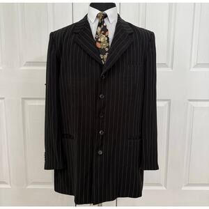 Riccardo Men's Black Striped 5 Buttons Sportscoat Blazer Jacket Size 46L